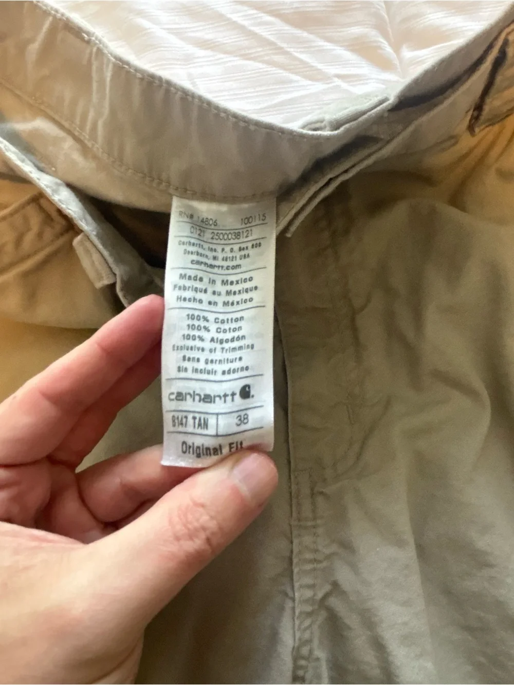 Carhartt Original Fit Tan Shorts Size 38